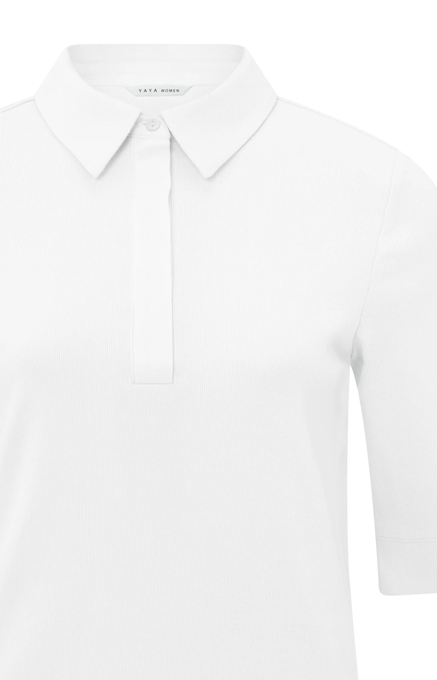 Yaya Polo top with buttons and half long sleeves in regular fit Pure White