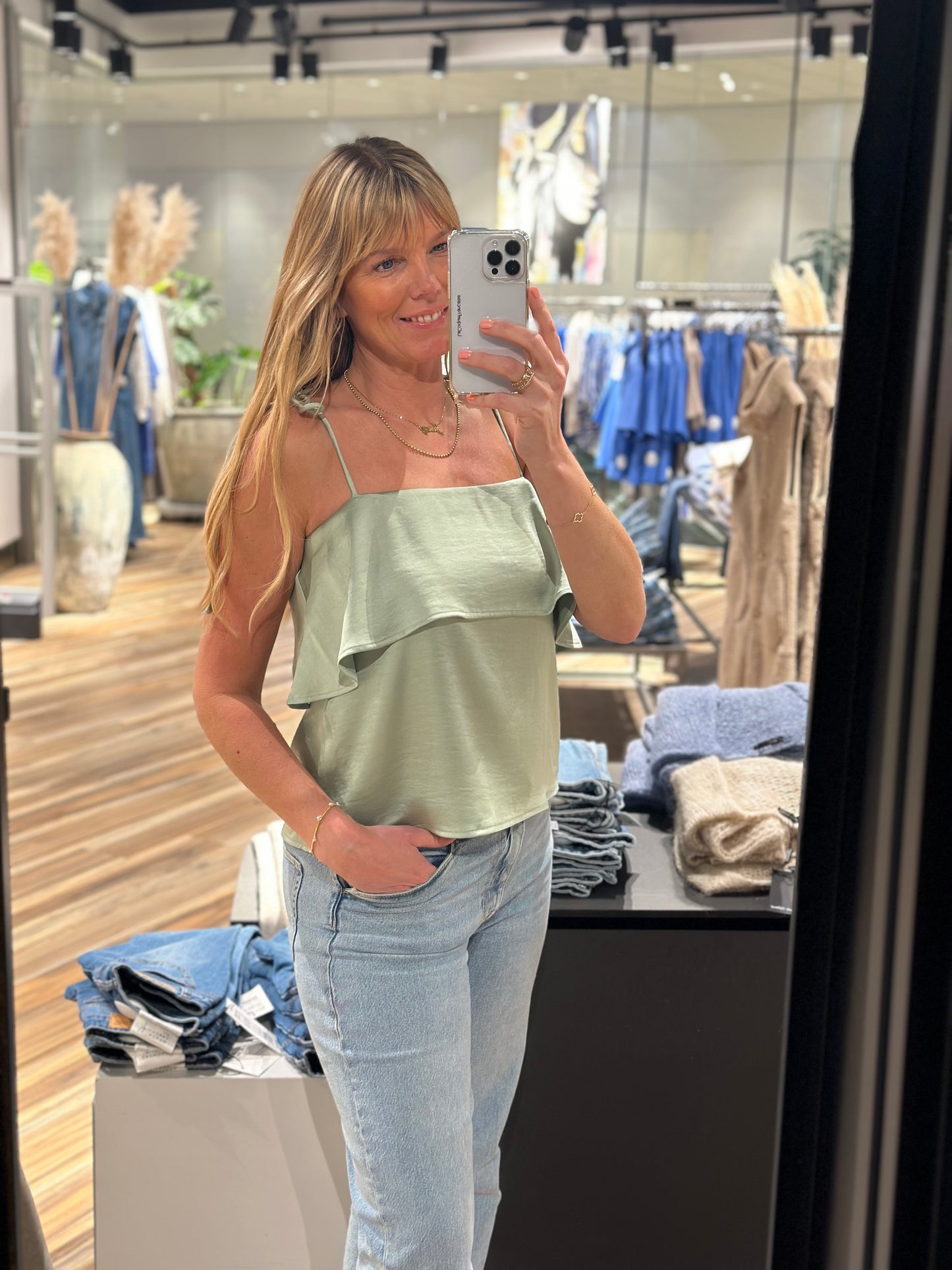 NORR Gili strap top light olive