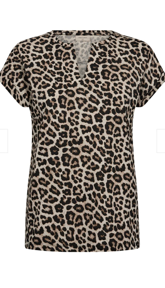 Freequent VIVA  - T-SHIRT WITH LEOPARD PRINT - BEIGE