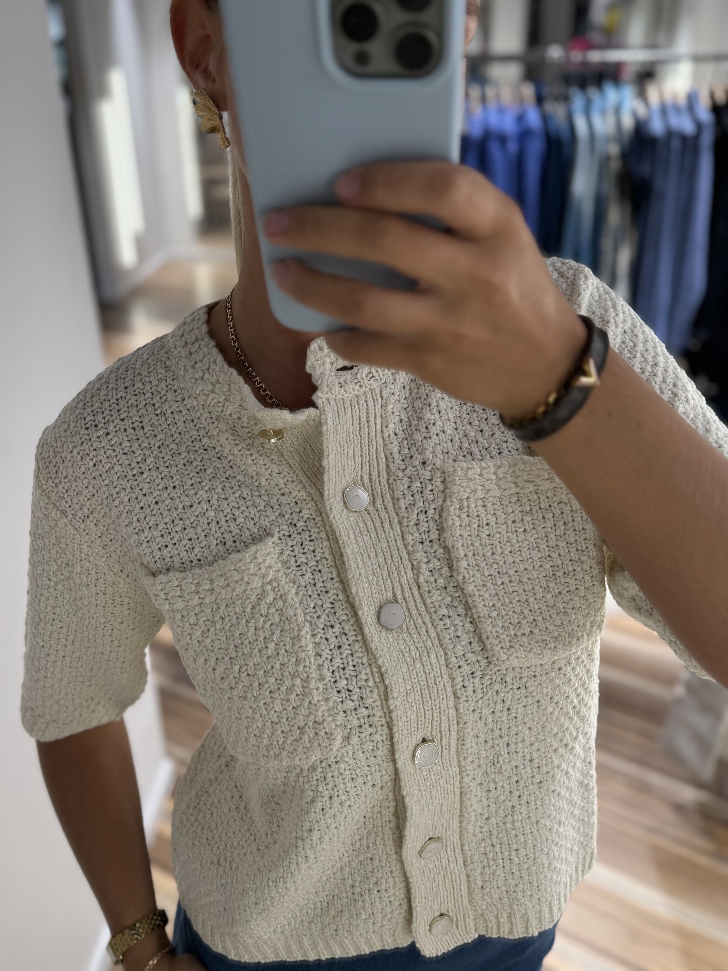 My Essential Wardrobe Carry Knit Cardigan Antique White