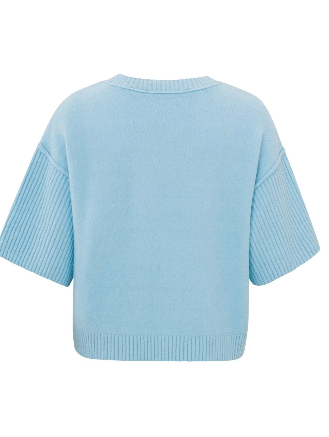 Yaya Sweater with boatneck, wide half long sleeves in boxy fit Blue