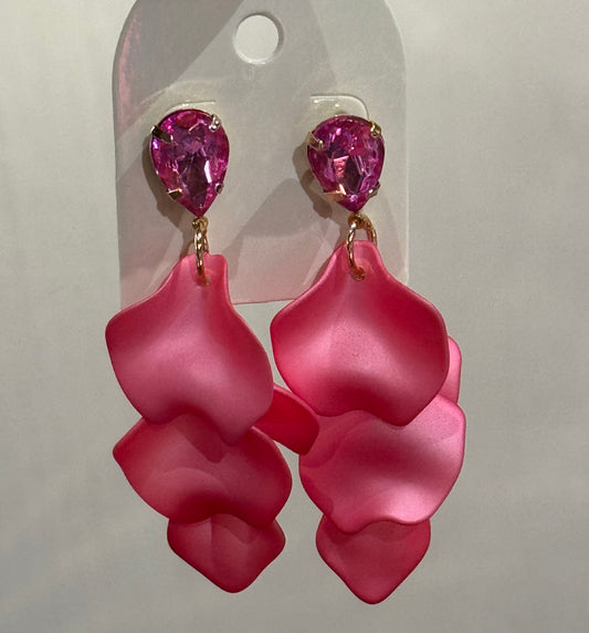 Bow19 LEAF EARRINGS PEARL STRONG PINK