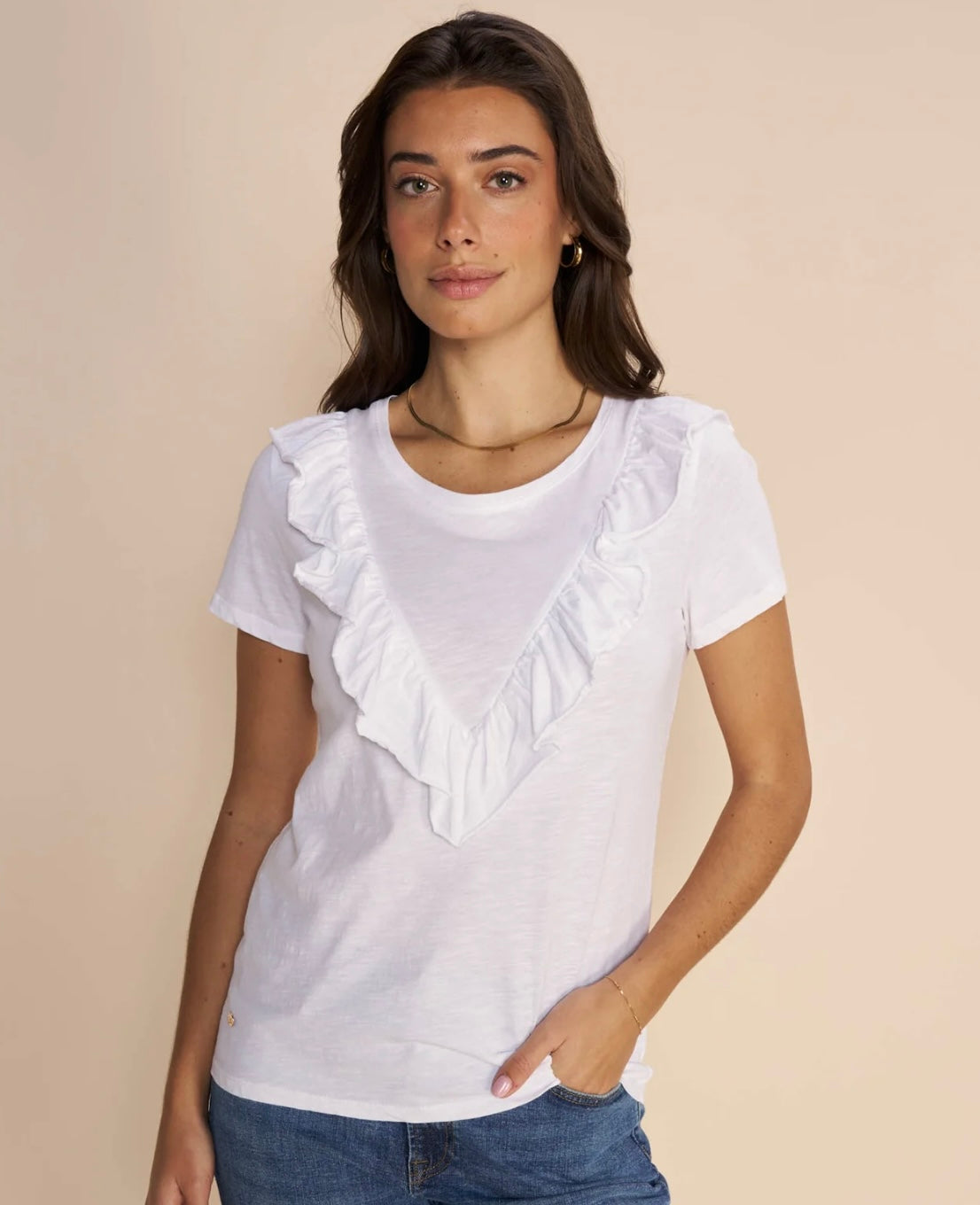 Mos Mosh Lobo O-SS Flounce Tee White