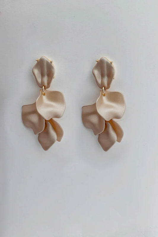 Bow19 Leaf Earrings Pearl Nougat