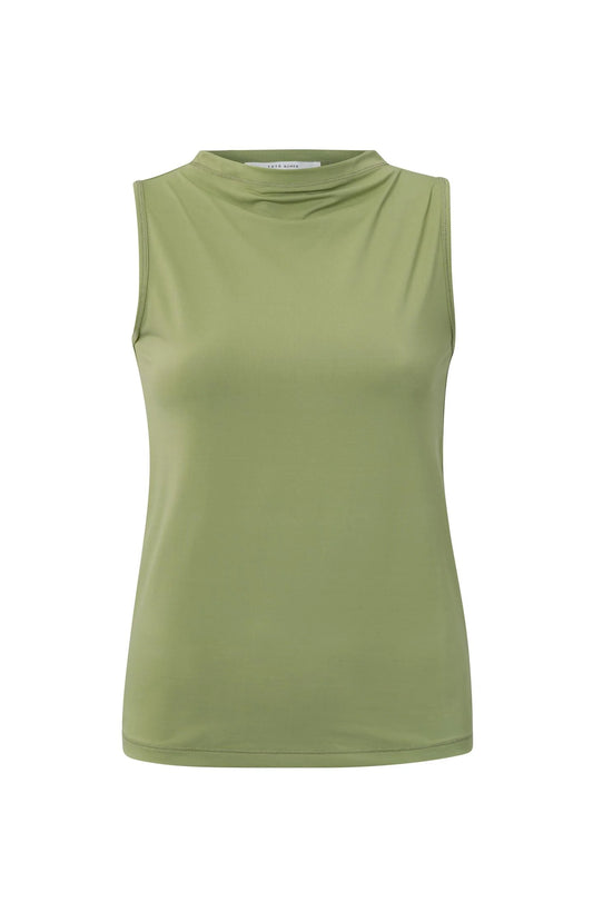 Yaya Singlet With Detailed Neck In  Regular Fit Green