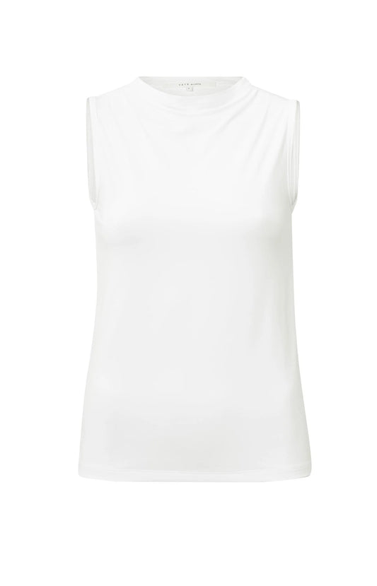 Yaya Singlet With Detailed Neck In  Regular Fit White