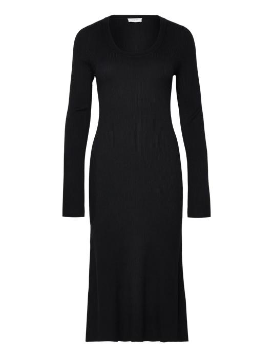 Norr Sherry flared knit dress black