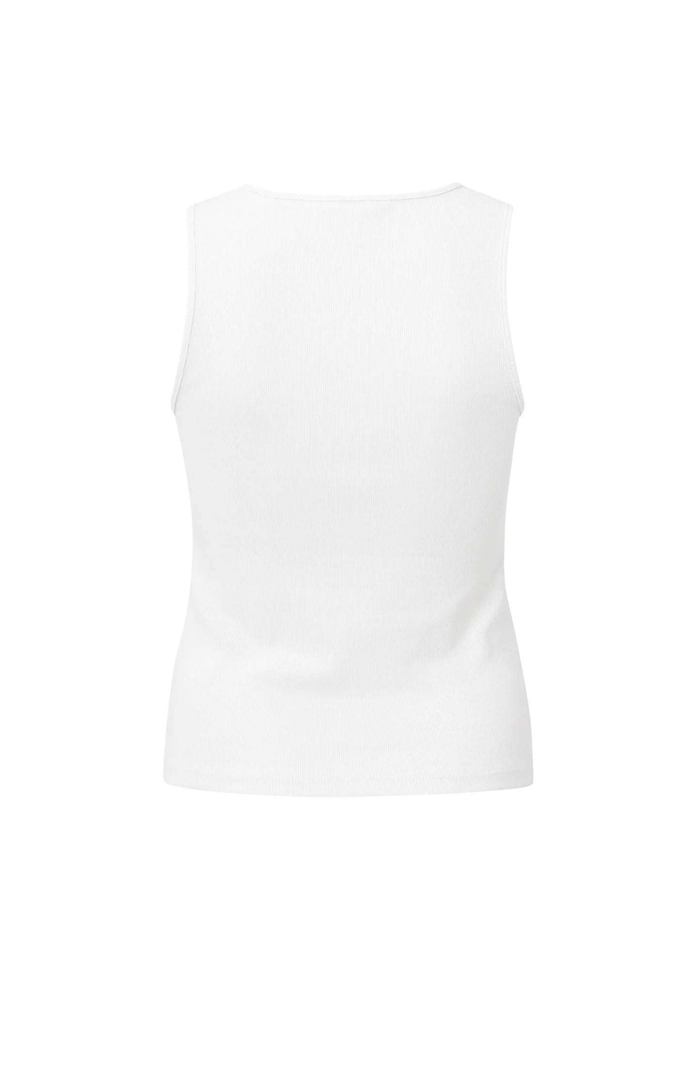 Yaya Rib knitted singlet with square neck in organic cotton Pure White