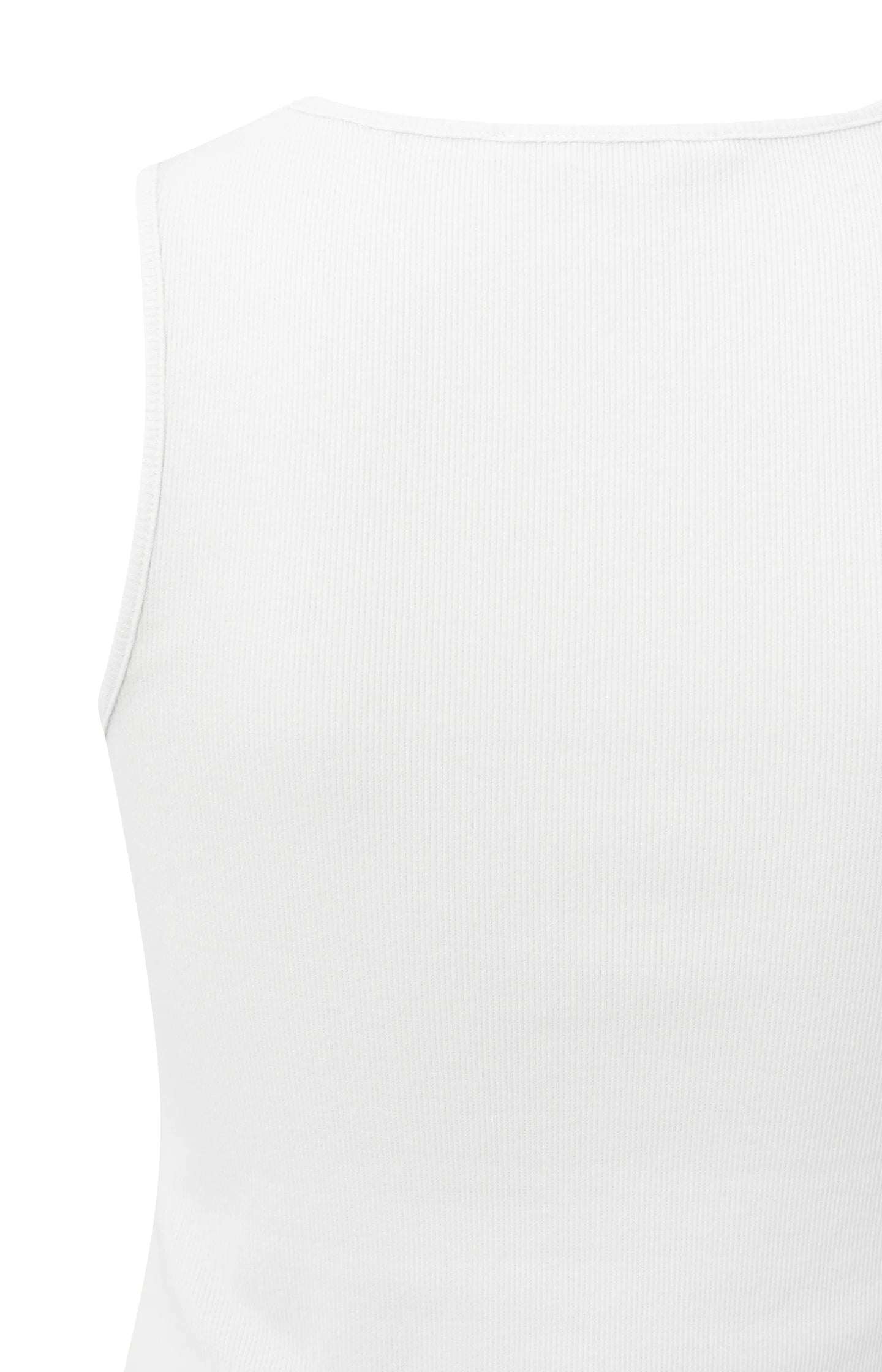 Yaya Rib knitted singlet with square neck in organic cotton Pure White