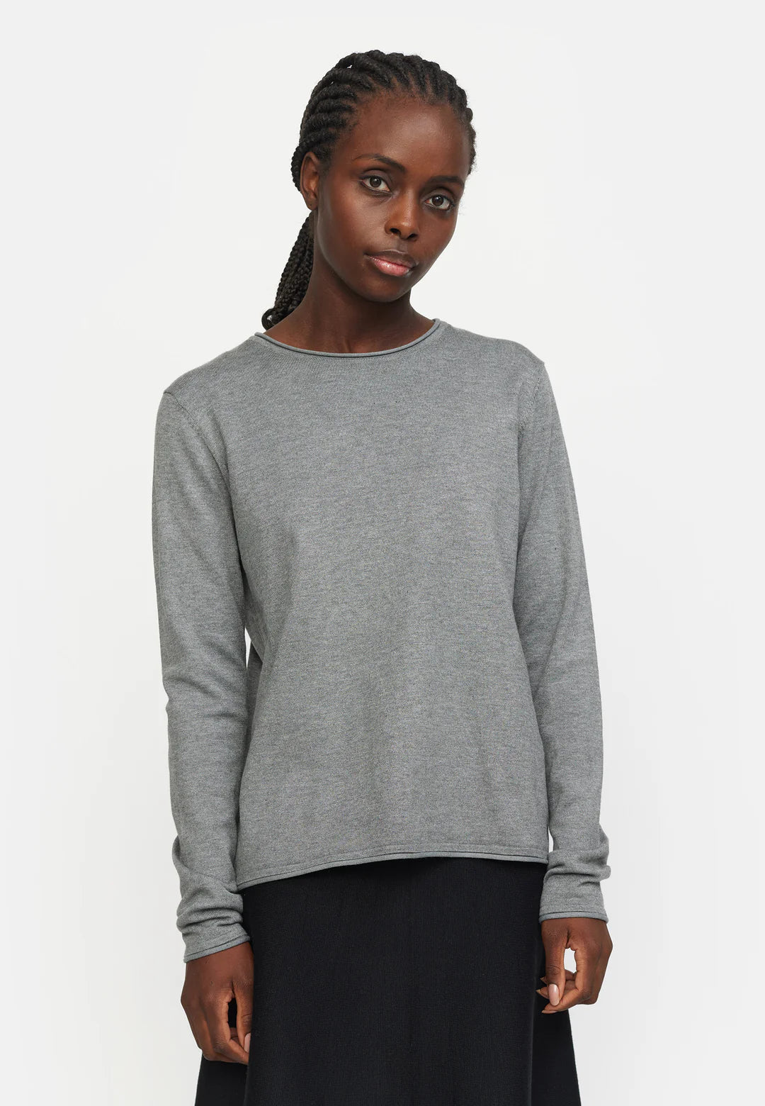 Soft Rebels Marla O-Neck Roll Edgren Knit Grey Melange